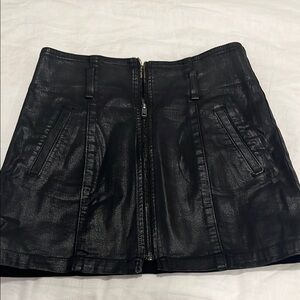 Black Jean look like Leather Mini Skirt